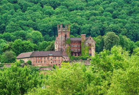 Mittelburg, four-castle town of Neckarsteinach, Baden-Wuerttemberg, Germany, Europe