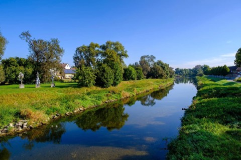 Danube in Riedlingen, Swabian Alb, Upper Danube, Upper Swabia, Swabia, Baden-Wuerttemberg, Germany,