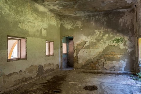 Ruins in the ghost town of Eleousa, Lost Place, Rhodes, Dodecanese, Greek island, Greece, Europe