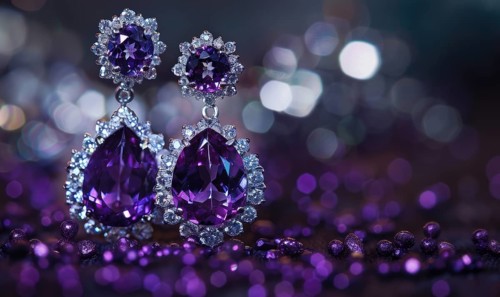 A pair of earrings featuring dazzling amethyst gemstones AI generated