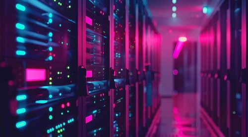 Cloud services concept and server farm supporting SAS cloud applications for enterprise clients, AI
