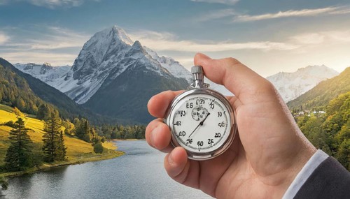 Symbol photo, hand with a stopwatch, AI generated, AI generated