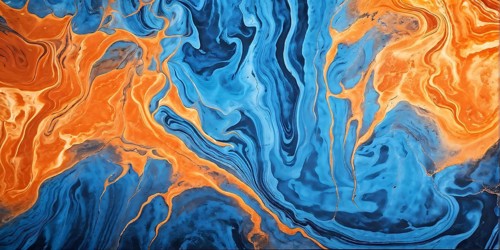 Marble textured blue and orange chalkboard as illustration background, AI generated