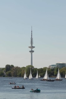 Symbolic picture weather, leisure activity, summer spring, sailing boats, pedal boats and