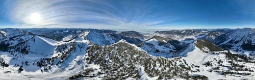 Winter, Alpine panorama with Aiplspitz, Schliersee and Mangfall mountains, Bavarian Prealps,