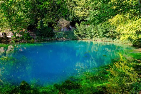 Blue spring, karst pot, Blautopf, Blaubeuren, Swabian Alb, Baden-Wuerttemberg, Germany, Europe