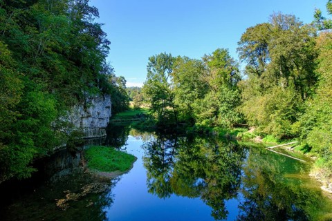 Danube at the Fuerstlicher Park Inzigkofen near Sigmaringen, Upper Danube Valley,