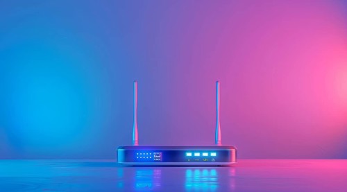 Advanced fast broadband wireless router. Concept of new technology and fast network connectivity,