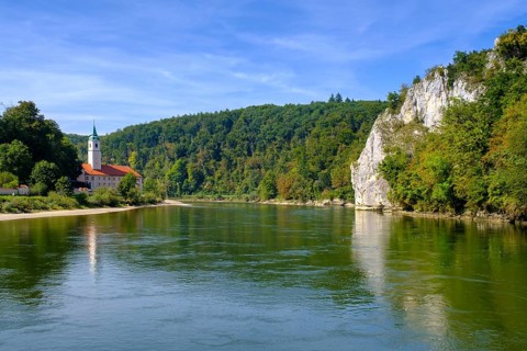 Weltenburg Monastery on the Danube, Danube Gorge, Weltenburger Enge, Gorge, Upper Jura, Weltenburg,