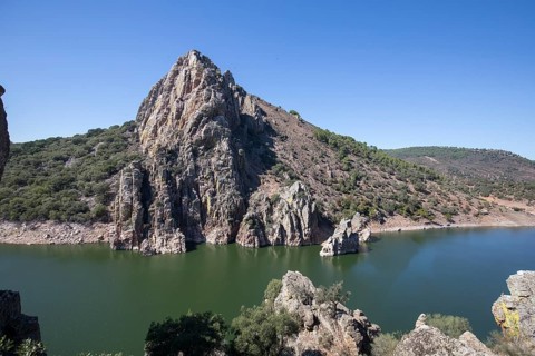 River course in the Monfraguee National Park, Extremadura, Castilla La Mancha, Spain, Europe