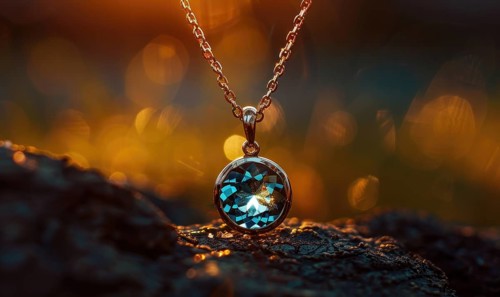 A pendant necklace showcasing a shimmering topaz gemstone AI generated
