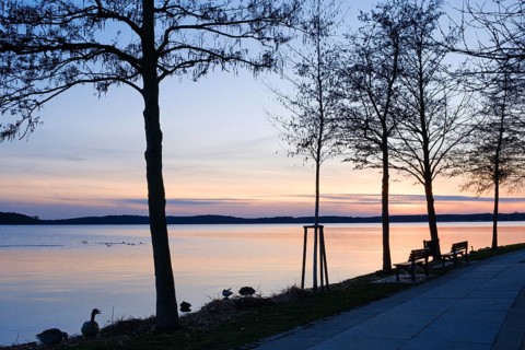 Evening mood at Lake Mueritz, Waren, Mueritz, Mecklenburg Lake District, Mecklenburg,