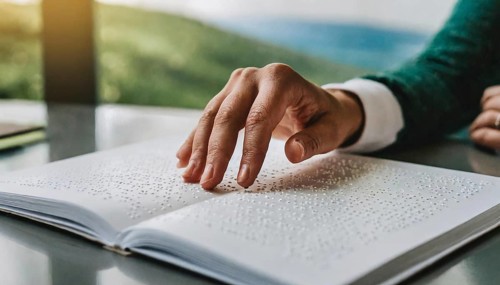 Symbol photo, hands read Braille, AI generated, AI generated
