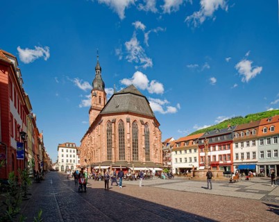 Church of the Holy Spirit on the market square, Old Town of Heidelberg, Baden-Wuerttemberg,