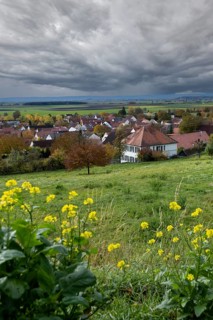 Ehingen am Ries, view from the church hill, Noerdlinger Ries, Swabia, Bavaria, Germany, Europe