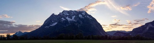 Sunset, Grimming, panoramic view, near Irdning, Ennstal, Styria, Austria, Europe