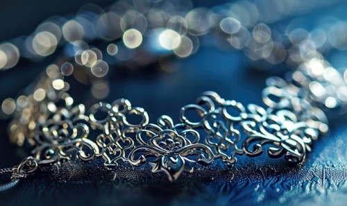 A delicate silver charm bracelet adorned with intricate filigree details AI generated