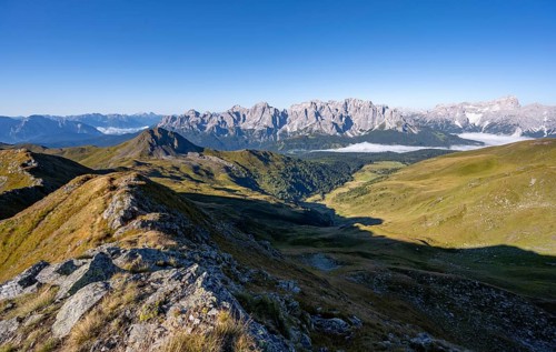 Mountain panorama, view of rocky mountain peaks of the Sesto Dolomites, Carnic main ridge, Carnic