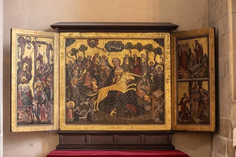 Cathedral, Erfurt, winged altar, painting by Lukas Cranach, Thuringia, Germany, Europe