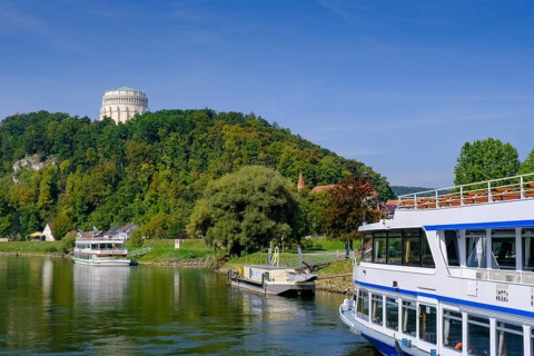 Liberation Hall, above the Danube, passenger ships on the Danube, Kelheim on the Danube, Lower
