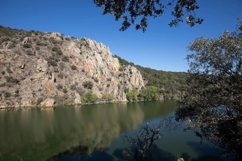 River course in the Monfraguee National Park, Extremadura, Castilla La Mancha, Spain, Europe