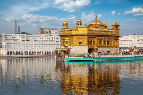 Sikh gurdwara Golden Temple (Harmandir Sahib) . Holy place of Sikhism. Amritsar, Punjab, India,