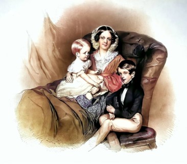 Aloisia Eleonore Schoenburg-Hartenstein (1803-1884) with children, Historical, digitally restored