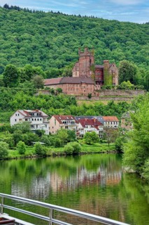 Mittelburg, four-castle town of Neckarsteinach on the Neckar river, Baden-Wuerttemberg, Germany,