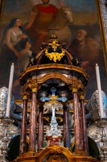 Beautiful Cross on Altar in the Church of San Nazzaro (Croglio) in Castelrotto, Ticino,