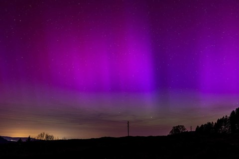 Northern lights, northern lights due to solar storm, Challhoechi, Basel-Land, Switzerland, Europe