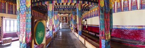 Dukhang, prayer and meeting room, Diskit Monastery, near Hunder, Nubra Valley, Ladakh, Jammu and