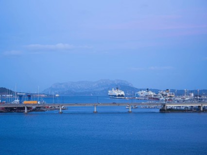 Blue hour in the harbour, Olbia, Sardinia, Italy, Europe