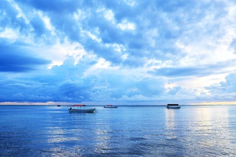 Dramatic sunrise with clouds in Zanzibar, Tanzania, Africa