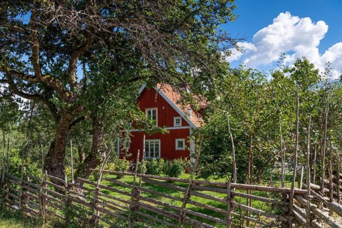 House with garden, birthplace of the Swedish natural scientist Carl von Linne, Rashult Soedregard,