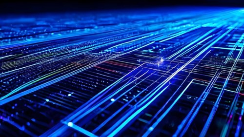 AI generated laser lines intertwining intersecting overlapping each other