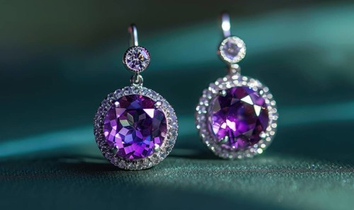 A pair of earrings featuring dazzling amethyst gemstones AI generated