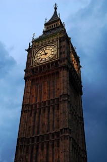 Big Ben at dusk, Bridge Street, London, England, Great Britain