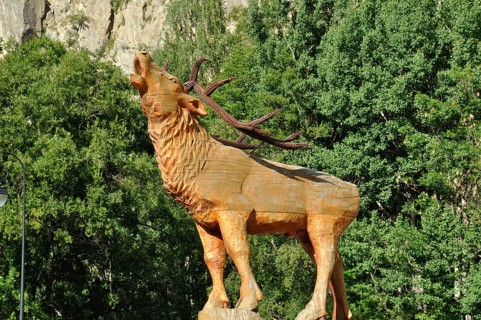 Deer statue in Valloire, editorial