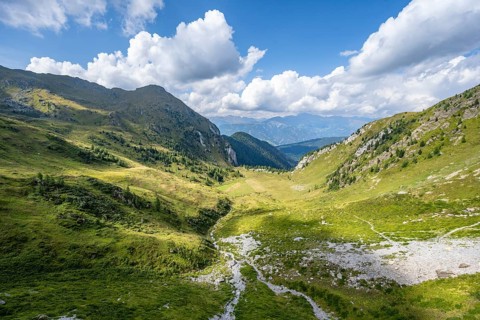 View of the Winklertal, Carnic Main Ridge, Carnic High Trail, Carnic Alps, Carinthia, Austria,