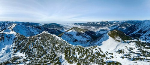 Winter, Alpine panorama with Aiplspitz, Schliersee Mangfall mountains, Bavarian Prealps, Bavaria,