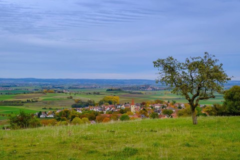 View from the Blasienberg, Kirchheim an der Ries, Noerdlinger Ries, Ostalbkreis,