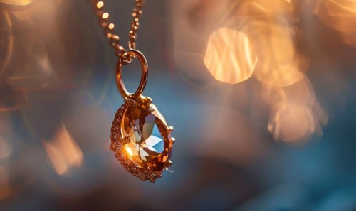 A pendant necklace showcasing a shimmering topaz gemstone AI generated