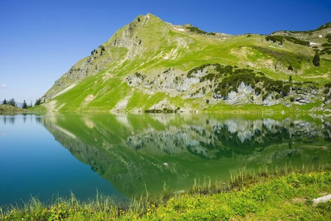 Seealpsee and Seekoepfel, 1919m, Allgaeu Alps, Allgaeu, Bavaria, Germany, Europe