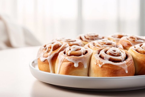 Freshly baked cinnamon rolls. KI generiert, generiert, AI generated