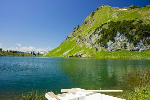 Seealpsee and Seekoepfel, 1919m, Allgaeu Alps, Allgaeu, Bavaria, Germany, Europe
