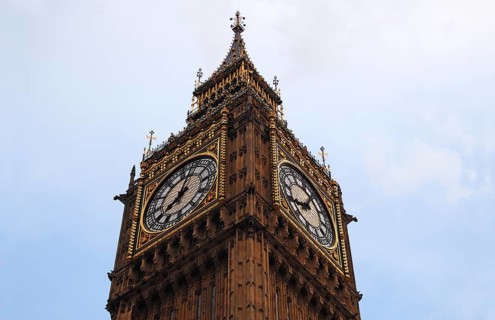 Bell tower with clock from Big Ben, Bridge Street, SW1, london, England, Great Britain