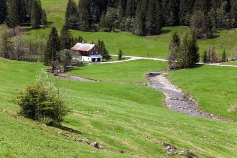 Farmhouse in Rohrmoos, Rohrmoostal, Oberallgaeu, Allgaeu, Bavaria, Germany, Europe