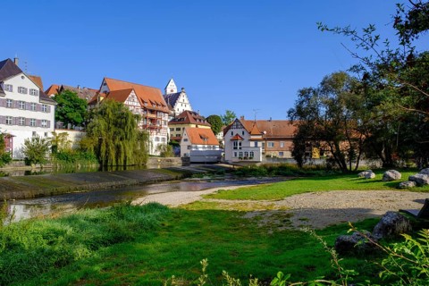 Danube in Riedlingen, Swabian Alb, Upper Danube, Upper Swabia, Swabia, Baden-Wuerttemberg, Germany,