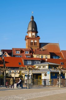 Town view with St. Mary's Church, Waren, Mueritz, Mecklenburg Lake District, Mecklenburg,