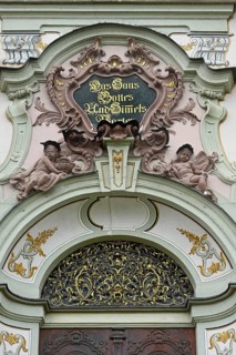 Entrance gate, Basilica of St Alexander and St Theodor, Ottobeuren Monastery, Allgaeu, Swabia,